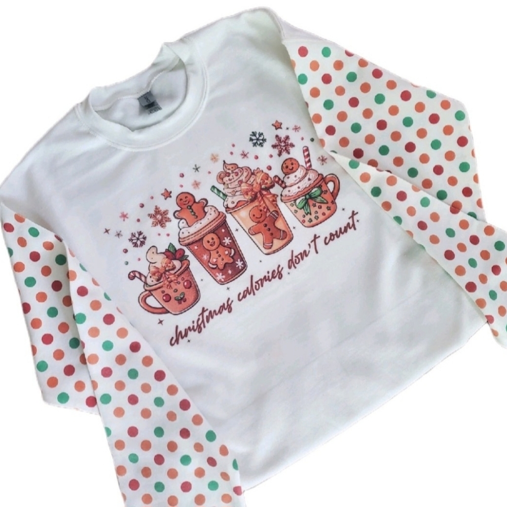 Festive Gingerbread Christmas Calories Don't Count Sublimation Sweatshirt